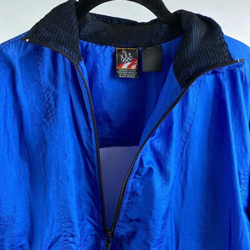 Vintage 90s USA Olympics Blue Windbreaker Jacket Size S